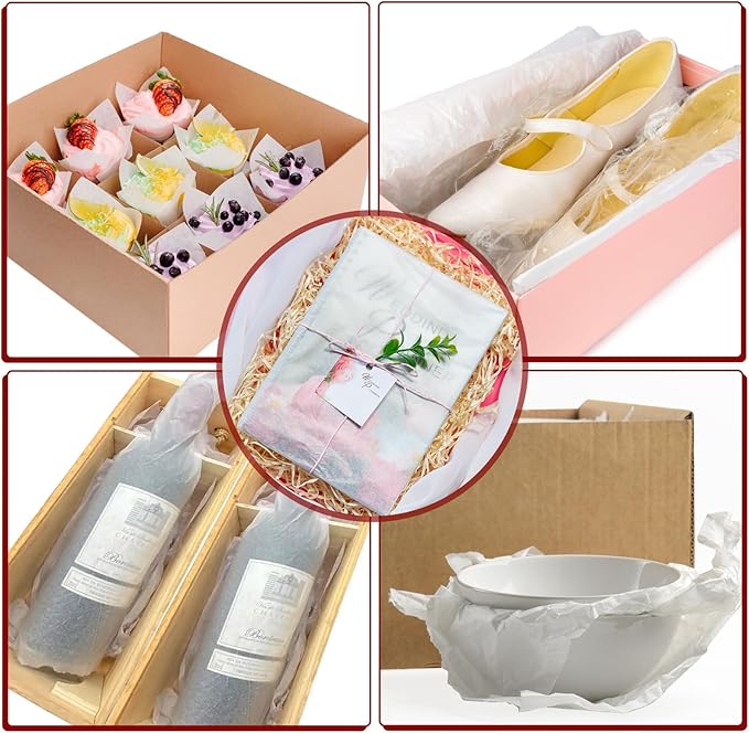 RYKOMO 200 Sheets White Tissue Paper for Gift Bags 14 x 20 Inches Acid Free Tissue Paper for Storage, Packaging, New Year, Festival Mother's Day Gift, Wedding, Birthday and Flower Decoration