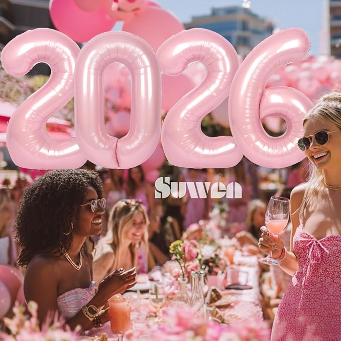 SUWEN 40 Inch Large Pink 25 Balloon Numbers Big Foil Helium Number Balloons 0-9 Jumbo Happy 25th Mylar Birthday Party Decorations for Women 52 Anniversary Party Supplies
