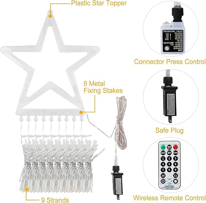 Christmas Decorations Light Outdoor, Color Changing Christmas Lights 11 Lighting Modes with Remote 16.4FT 320 LED Star String Lights Waterproof Christmas String Lights for Tree Xmas New Year