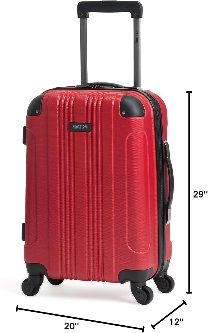 Kenneth Cole REACTION Out of Bounds Lightweight Hardshell 4-Wheel Spinner Luggage, Scarlet Red, 2-Piece Set (20" & 28")