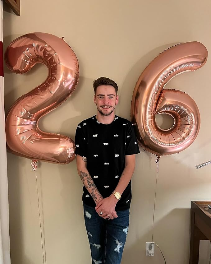Rose Gold 9 Balloon, Number Balloons 40 Inch, 9th Giant Birthday Decorations for Boys Girls, 19th 29th Party Decorations Supplies, Number 9 Balloon