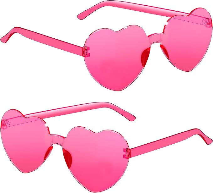 2/4/8/12/20 Pairs Heart Shaped Sunglasses Transparent Heart Glasses Rimless Trendy Eyewear for Valentines Party Favor