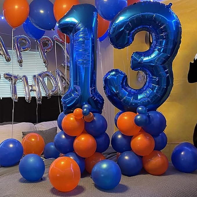 Navy Blue Number 3 Balloon, 40In Large Dark Blue Foil Number Balloons Set 0-9 for Women, Self Inflating Royal Blue Digital 3 Helium Balloon for Boys 3rd Birthday Party Decorations Supplies