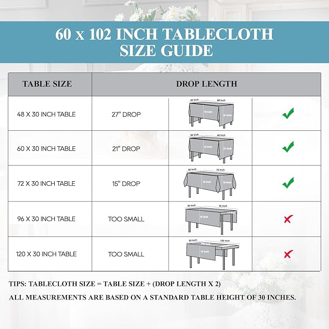 VidaFete Tablecloth 60 * 102inch 6 Pack Rectangle Table Cloth Polyester, Stain Wrinkle Resistant Polyester Dining Table Cover for Kitchen Dinning Party Wedding Rectangular Tabletop Decoration(Black)