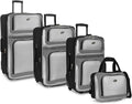 U.S. Traveler New Yorker Lightweight Expandable Rolling Luggage, Charcoal, 4-Piece Set