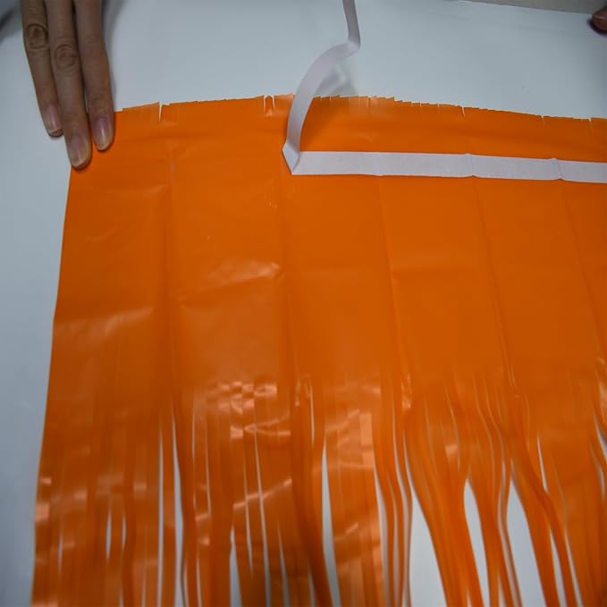 Foil Fringe Curtains Halloweens Decorations - Orange Tinsel Photo Backdrop Party Streamers for St Patricks Day, Easter, Birthdays, Fall, Pumpkin Theme, Thanksgiving, Basketball Party Decorations