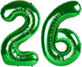 40 Inch Green Mylar Foil Number 26 Birthday Balloon, Digital Balloons for 26 Women Men Party Decorations Supplies, Big Helium Balloon Numbers for 26 62 Anniversary