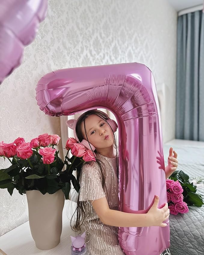 40 Inch Pink Number 9 Balloon, Giant 9 Number Balloons for 9th Birthday Decorations, Party Supplies for Baby Boy Girl, Pink Party Decor
