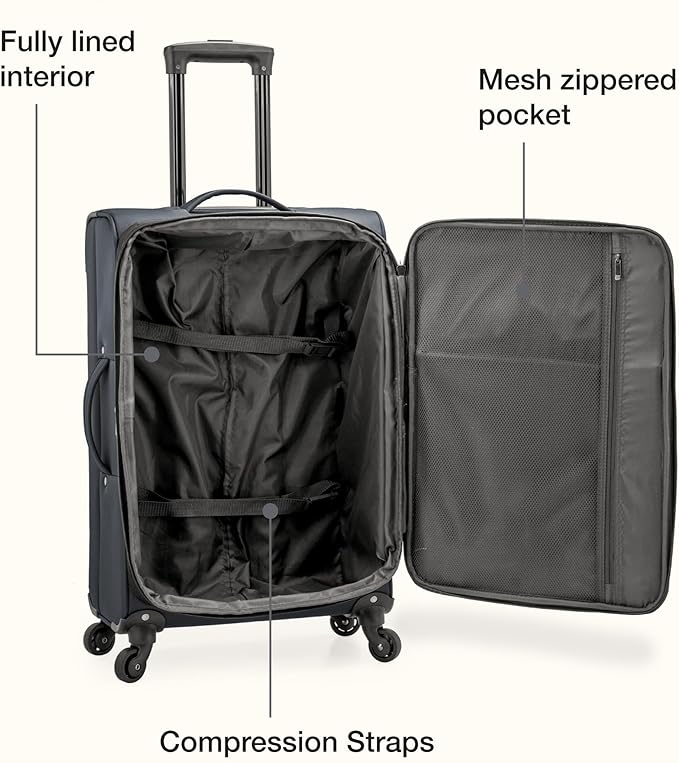 U.S. Traveler Anzio Softside Expandable Luggage with Spinner Wheels, Teal, 30-Inch Large