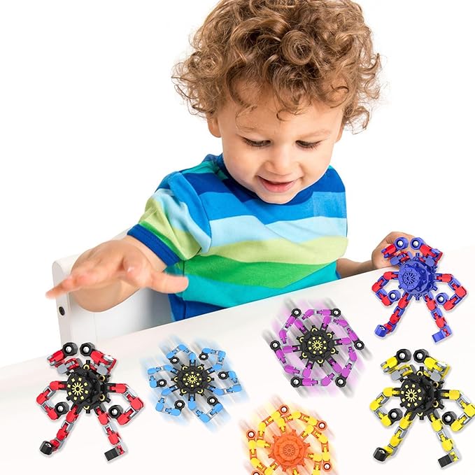 Transformable Fidget Spinners,Funny Stress Relief Sensory Fidget Toys,Deformable Chain DIY Robot Fingertip Gyros Toys Party Favors Easter Basket Stuffers for Kids and Adults (36PC)
