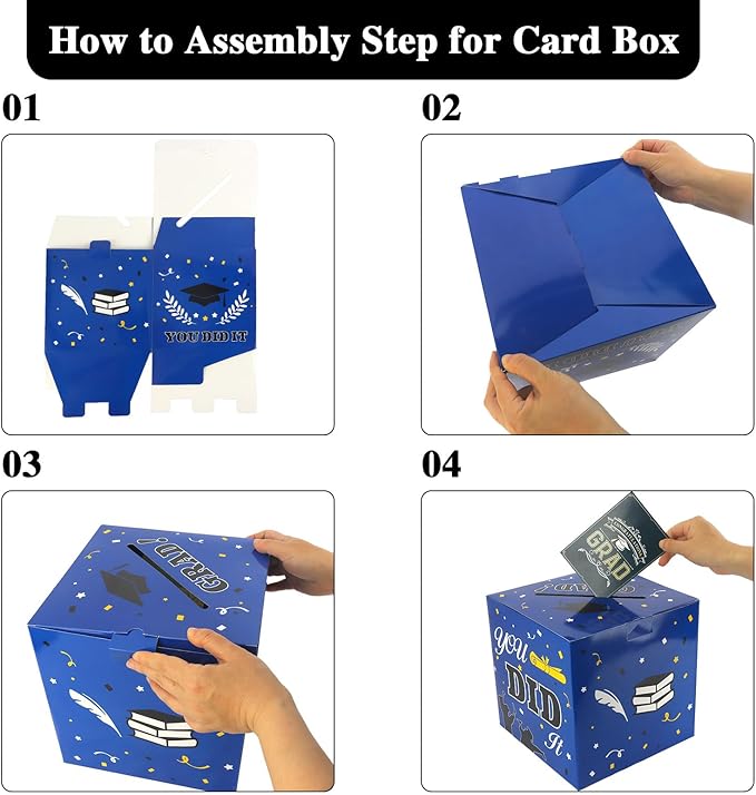 Graduation Card Box, Graduation Party Decorations 2025, Graduation Box, Graduation Card Holder, Foldable Cardboard Congrats Grad Card Gift Box for Graduation Party Supplies Party Favors White