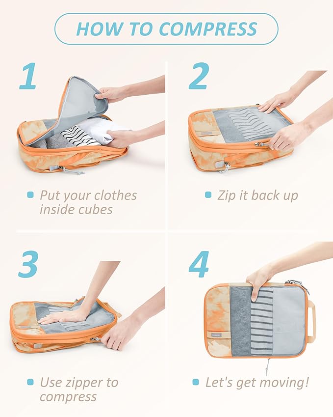 BAGSMART 6 Set /4 Set/2 Set Compression Packing Cubes for Travel, Lightweight Luggage Organizer Bags, Durable Space Saver Bags Travel Essentials
