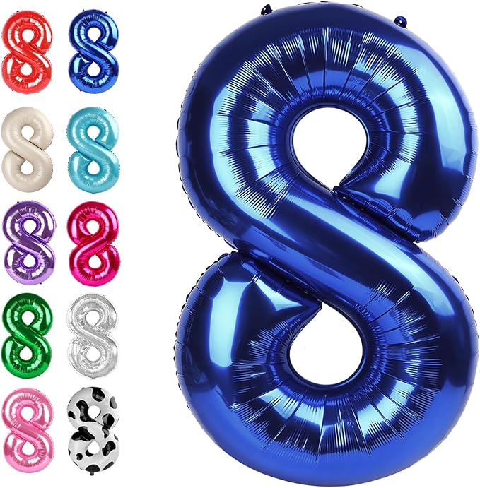 Helium Foil Night Blue Number 8 Balloon 40 Inch, Mylar Eight Numbers 8 18 28 38 48 58 80 88 Birthday Balloons, Night Blue Women Men Anniversary Graduations Party Supplies