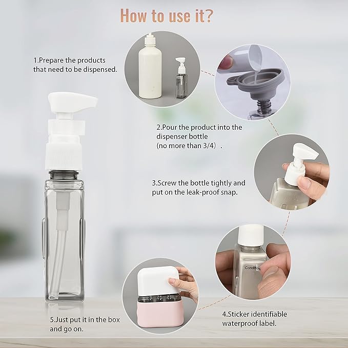 Bpluma Travel Bottles, Leak Proof Containers For Toiletries TSA Approved Airplane Accessories Kits For Liquid With Labels