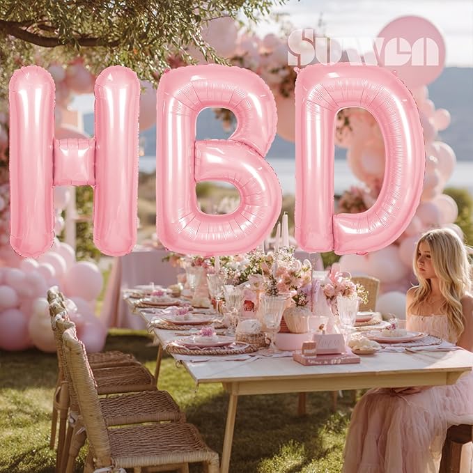 SUWEN 40 Inch Pink Large J Letter Balloons Big Foil Helium Letter Balloons A-Z Jumbo Mylar Happy Birthday Party Decorations for Girl Anniversary Party Supplies