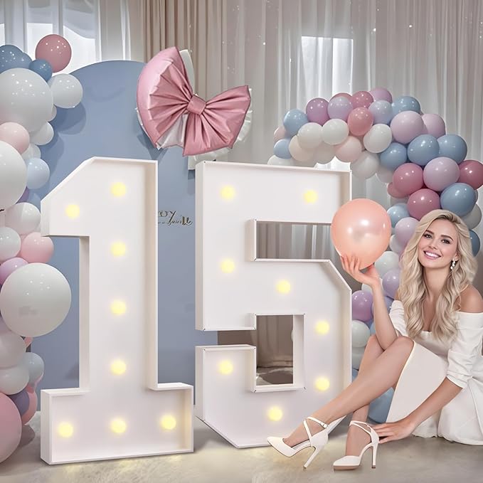 imprsv 3FT Marquee Numbers, Light Up Numbers for 9th 90th Birthday Decorations Anniversary Party Decor, Number 9 Light Up Number, Pre-Cut Foam Board Kit