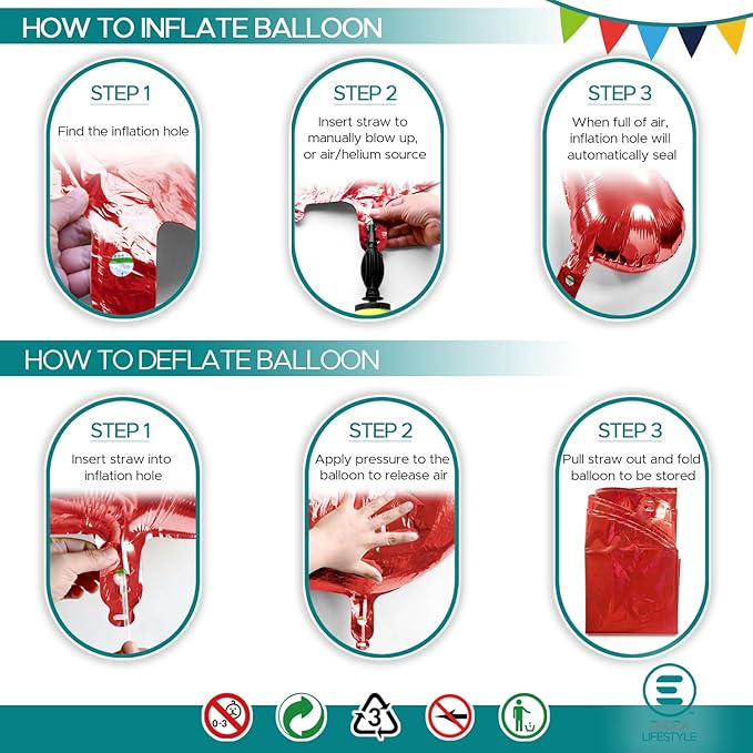 40 Inch Large Red Number Celebration and Decoration Balloon for Birthday Parties, Graduations, Anniversaries, Weddings, Photo Shoots, Special Events - Helium Foil Mylar (Red Number 4)
