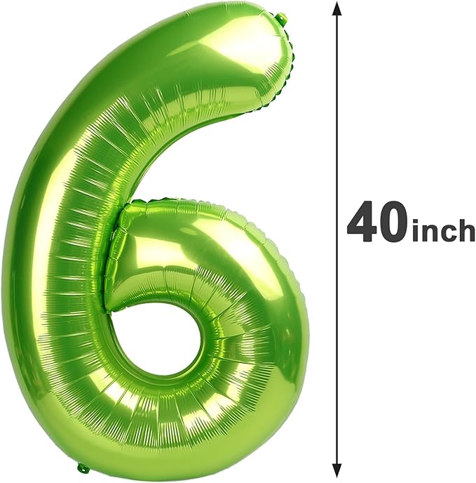 40 Inch Light Green Mylar Foil Number 6 Birthday Balloon, Digital Balloons for 6 16 Boy Girl Party Decorations Supplies, Light Green Big Helium Balloon Numbers for 26 36 46 60 Men Women Anniversary
