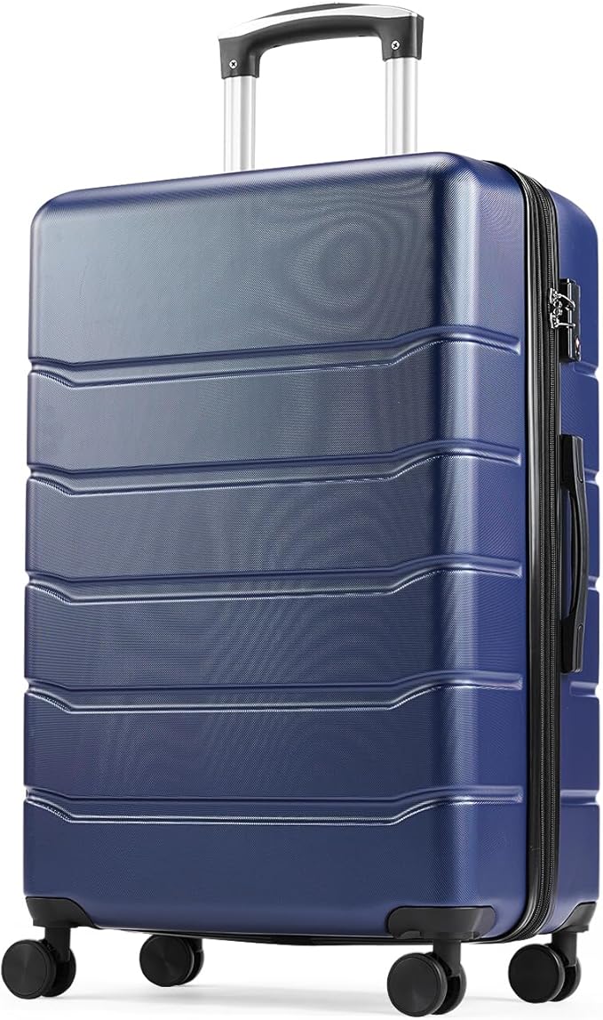 OLIXIS 24 Inch Luggage, Hardside Suitcase with Spinner Wheels, Lightweight ABS Hard Shell Checked Luggage, TSA Approved Lock, Expandable Medium Suitcase for Travel & Business–Blue