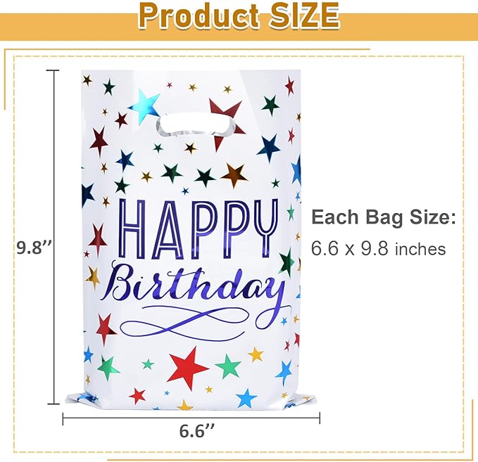 ZGORENDZ 30 Pcs Party Favor Bags for Kids Birthday Assorted Colors Goodie Gift Bags for Girls & Boys Birthday Party (6.7 * 9.7 inch)