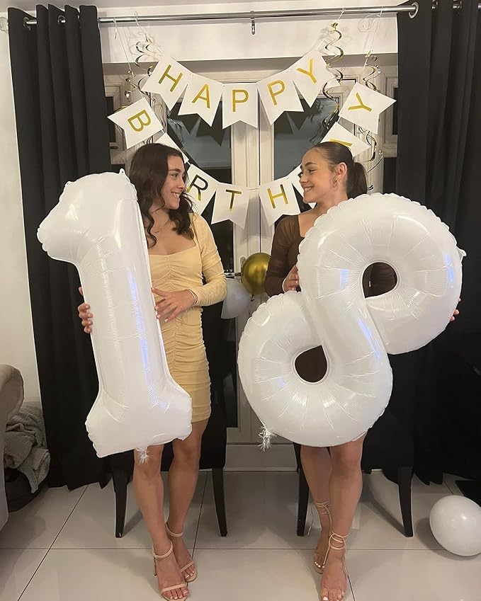 White Number 30 Balloon 40 inch, Translucent 30 Number Balloons, 30th White Birthday Decorations for Women Men, 30 Year Old Party Supplies