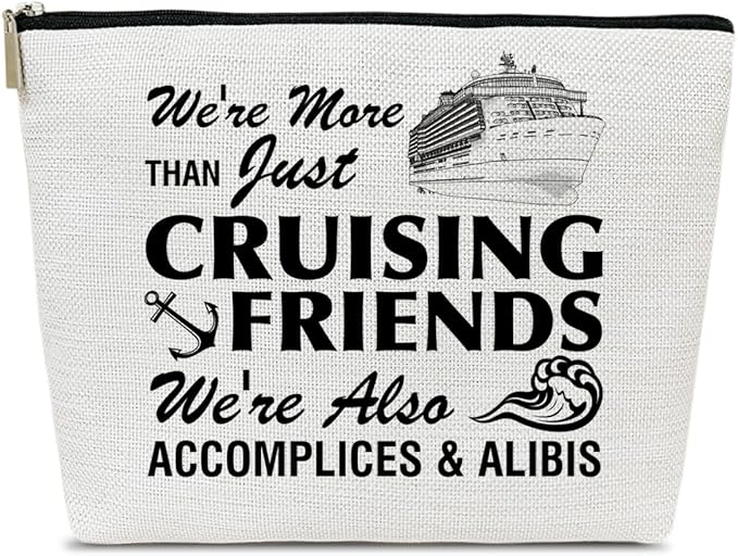 Funny Cruise Makeup Gift Bag, Cruise Lover Summer Vacation Gift, Toiletry Travel Cosmetic Bags With Zipper Organizer For Women Girl Mom Sister Friend