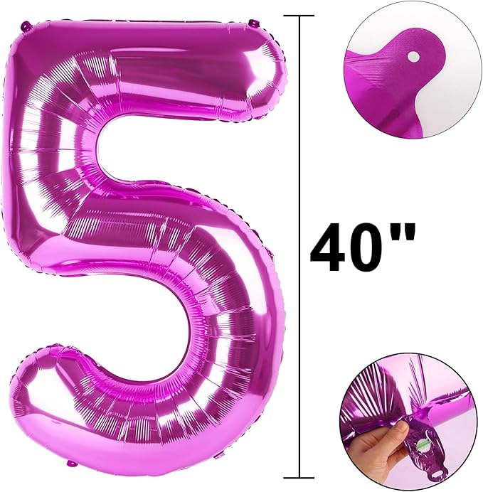 40 Inch Large 50 Balloon Numbers Rose Purple Big Foil Number Balloons Giant Helium Happy Birthday Party Decorations for Man and Women, Huge Mylar Anniversary Party Supplies