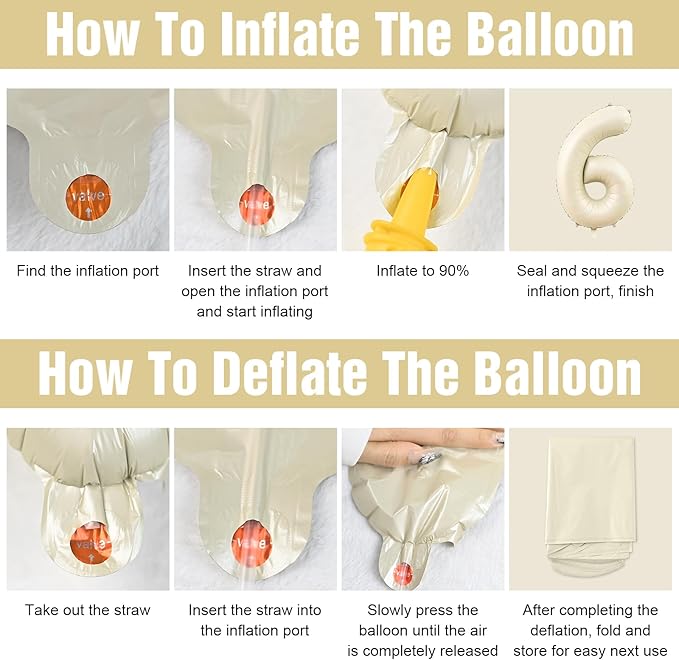 Number 6 Balloon Beige,40 Inch Large Cream Foil 6 Helium Balloons for Boys Girls Birthday Anniversary Decorations