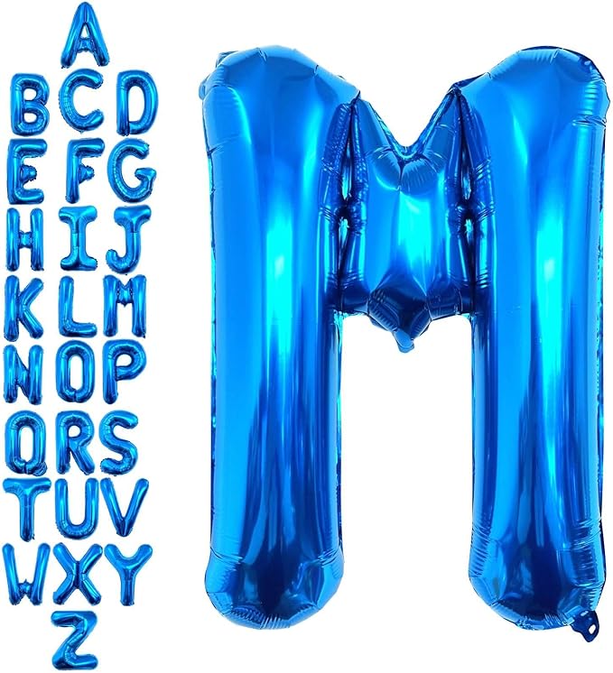 40 Inch Blue Letter M Balloons, DIY Phrase Foil Alphabet Letter M Balloons DIY Word M Banner for Birthday Anniversary Celebration Graduation Party Supplies Decoration