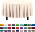 Exquisite 12-Pack Premium Plastic Tablecloth 12-Pack Premium Plastic 84-Inch Round Tablecloth, Ivory