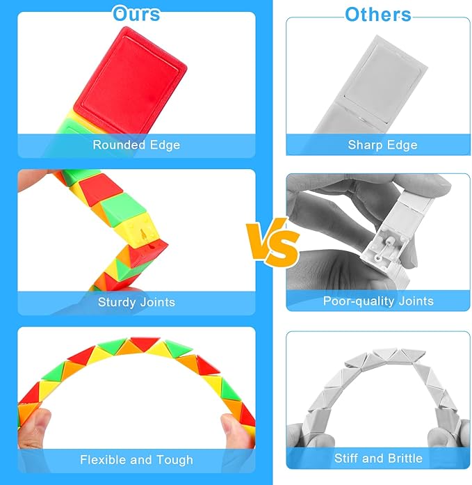 12 Pack Magic Snake Cube Fidget Toys for Kids - 24 Blocks Rainbow & Macaron Twist Puzzle, Party Favors, Classroom Prizes, Birthday Goodie Bag Fillers, Stress Relief Sensory Toys