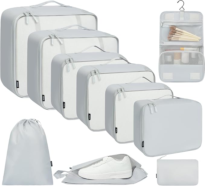 BAGAIL 6 Set/8 Set/10 Set Packing Cubes Various Sizes Packing Organizer for Travel Accessories Luggage Carry On Suitcase