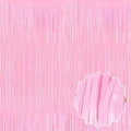 6 Pack Macaron Pink Foil Fringe Curtains Backdrop, 3.28 x 8.2 Ft Metallic Streamers Tinsel Curtains Background for Photo Booth, Birthday, Christmas, Halloween, Thanksgiving, New Year Party Decorations