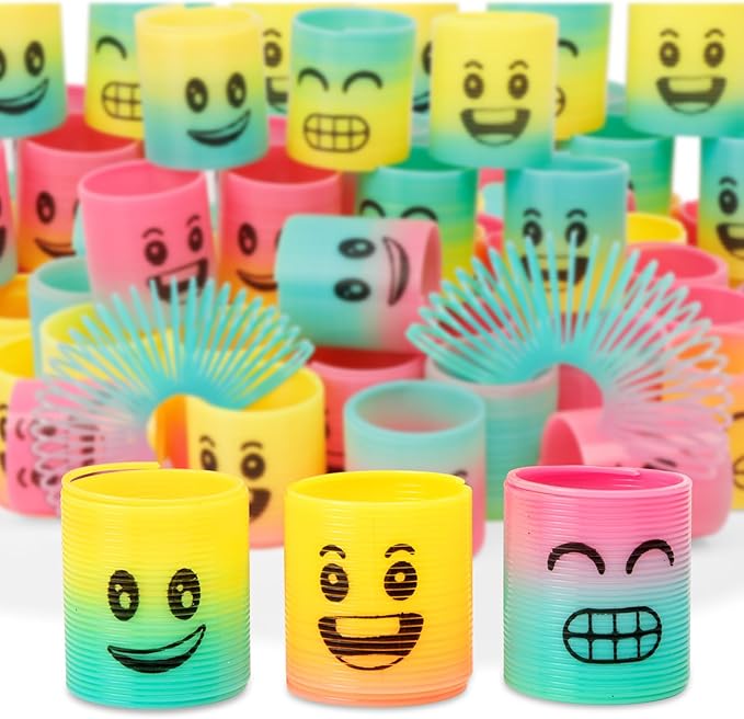 36 Pack Spring Rainbow Magic Fidget Stress Coil Mini Springs Bulk Toys Party Favor For Kids Birthday Carnival Prize Goodie Bag Stuffers For Boys Girls (Smile)