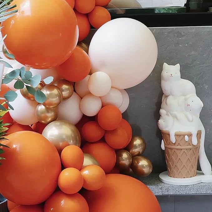130pcs Burnt Orange Balloons Different Sizes 18" 12" 10" 5" Retro Orange Latex Balloon Garland Arch Kit for Birthday Baby Shower Graduation Wedding Anniversary Party Decorations