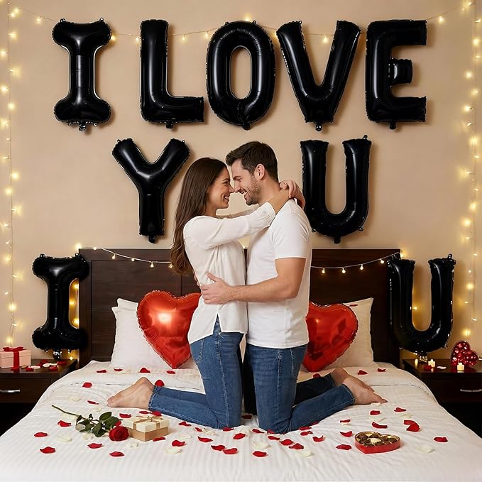 Black Letter Q Balloons, 40 Inch Large Foil Letter Balloons, Custom Phrase Balloon for Birthday Party Wedding Anniversary Decoration (Black Q)