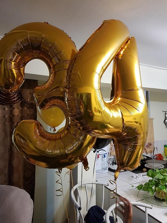 40 Inch Gold Large Number 14 Birthday Balloon, Giant Number 14 Fourteen Balloons, Foil Mylar Big Balloons for Anniversary Graduation Supplies Decorations
