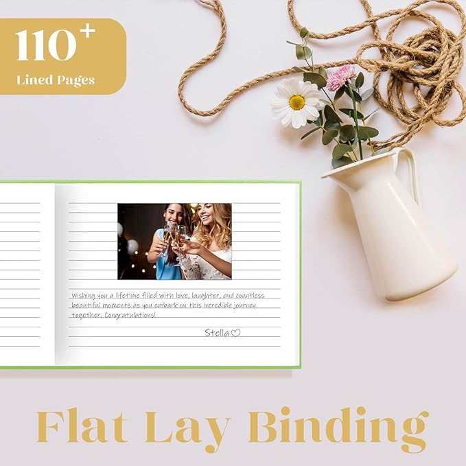 Elegant Wedding Guest Book - Perfect for Wedding Receptions, Baby Showers, Birthdays and Special Events - Polaroid Guest Book with 110 Lined Pages for Sign-In and Photos -Hardcover (Olive Green)