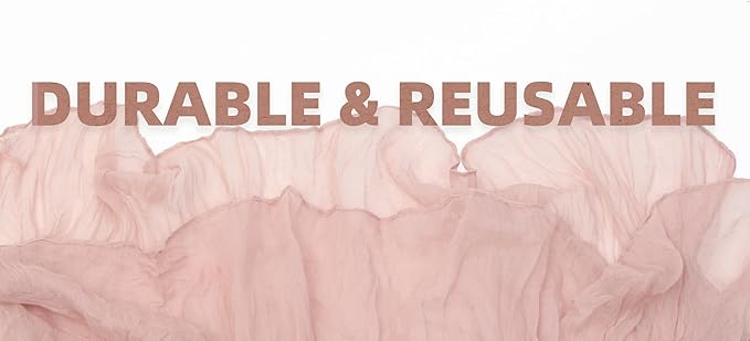 FEXIA Cheesecloth Table Runner Dusty Pink 35x120 Inches 4 Packs Gauze Table Runner Burnt for Wedding Decor Reception Bridal Shower Baby Shower Birthday Centerpiece Engagement