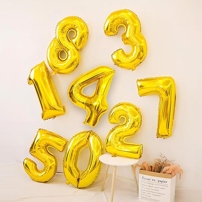 16 In Gold Large Numbers Balloons 0-9, Self Inflating Number 7 Balloons for Boys Girls, Big Gold Digit 7 Balloons for Women Men Birthday Party Anniversary Wedding Supplies Decorations