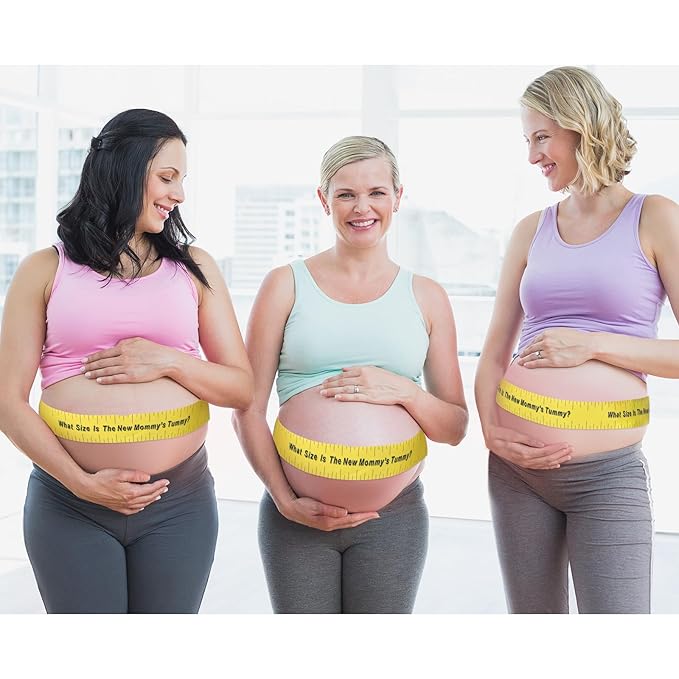 Sratte 2 Rolls 2 Inch x 150 Feet Baby Shower Measuring Tape Tummy Measure Belly Game Paper Belly Measuring Tape for Baby Shower Party Decorations Supplies (Yellow)