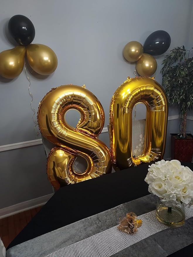 18 Gold Number Balloons, 40 Inch Balloons for Woman Man 18th Birthday Party Decoration, Foil Number Ballon for 18, 81 Anniversary, Bridal Shower, Graduation, Valentine's Day, Mother's Day, Easter