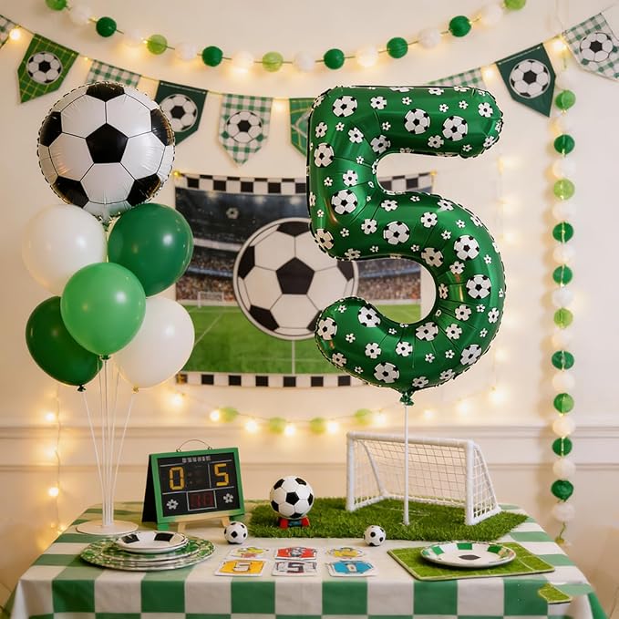 40 Inch Soccer Number 3 Balloons Large Foil Balloon Number 3 Birthday Deco World Cup Sports Soccer Theme Decoration For Soccer Party And Boy'S 3 th Birthday