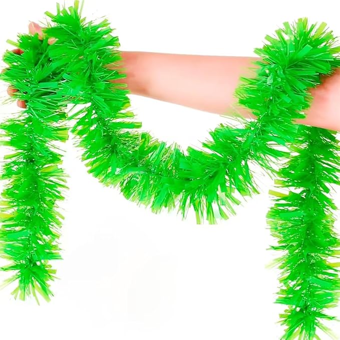 33FT Christmas Tinsel Garland Lime Green Metallic Hanging Twisted Garland for Christmas Tree Fireplace Mantle Xmas Party Home Decoration
