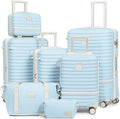 Joyway Luggage Set 4 Piece Suitcase Sets with Spinner Wheel,Hardside Expandable Travel Laggage with TSA Lock(18/20/24/28 Lightblue)
