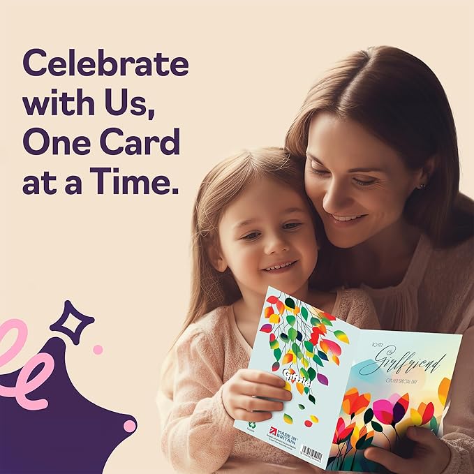 Girlfriend Birthday Card - Vibrant Summer Flowers - Vivid Happy Birthday Card for Girlfriend from Partner Boyfriend, A5 Female Floral Bday Golden Greeting Cards