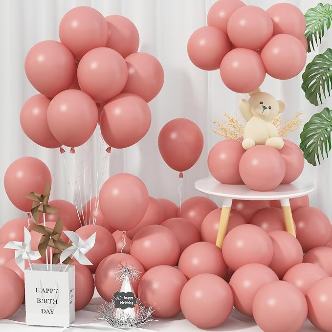 Dusty Pink Balloons 5 Inch, 60 Pcs Small Vintage Pink Balloon Boho Dusty Rose Latex Balloons 5'' Mini Matte Retro Blush Mauve Helium Balloons for Birthday Wedding Baby Shower Party Decorations