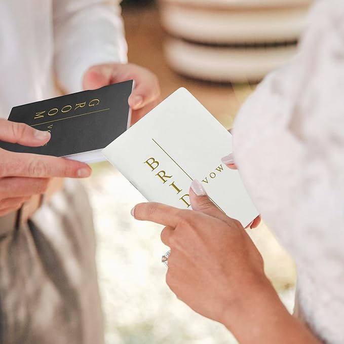 WeddingGiftsWedding Vow Books for Bride and Groom, His and Hers Vow Books for Wedding-Soft Touch Gold Foil Engraving, Engagement | Wedding Essentials