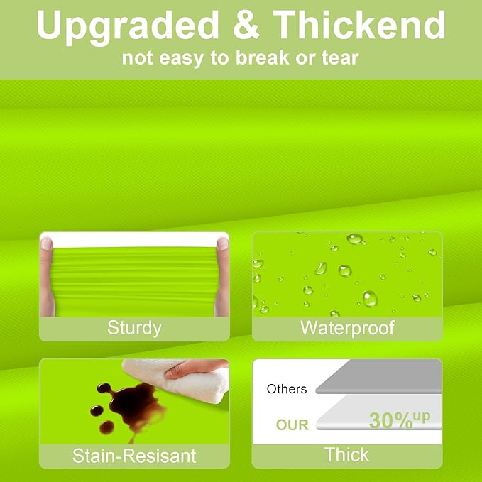 QIKSION Lime Green Plastic Table Cloth Disposable 12 Pack, 54 x 108 Inch Tablecloths for Party, Birthday, Halloween, Christmas Decorations, Rectangle Table Cover