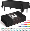 Exquisite 12-Pack Plastic Tablecloth 54x108 Rectangle Value Pack Plastic Table Cover - Black